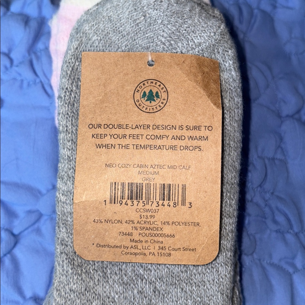 Cabin Socks Pink and Gray Northeast Cozy 1pr. NWT - Picture 3 of 3